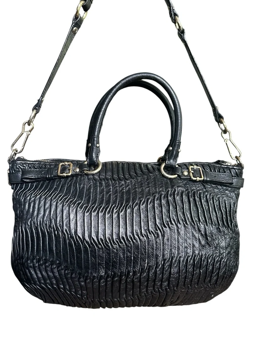 Coach Madison Sophia Gathered Leather Satchel Crossbody Black 19620